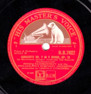 Rachmaninoff; Stokowski. Rachmaninoff (Piano conc. 2). HMV DB 7427-31 (5). M(-) - Picture 1 of 1