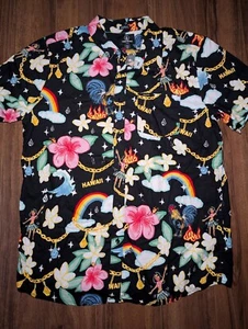 Volcom Mens Small Drew Toonz Classic Fit Short Sleeve Button Up Novelty Shirt - Picture 1 of 5