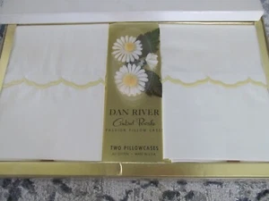 VTG Dan River USA Pillow Case Box Set Yellow Combed Percale 100% Cotton - Imagen 1 de 4