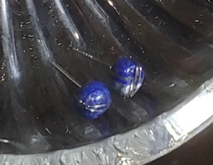Lapis Lazuli polished stones sterling silver wire and fixture and post studs - Picture 1 of 3