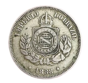 Münze 50 Réis Brasilien 1888 Kaiserreich Dom Pedro II Silber Numismatische Sammlung - Bild 1 von 3