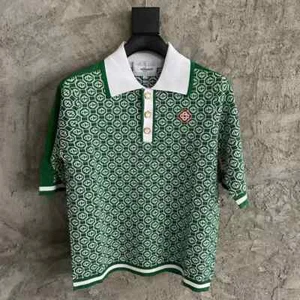 Casa/Blanca Jacquard Kontrastkragen Herren Modisch Perlen Knopf Top - Bild 1 von 6