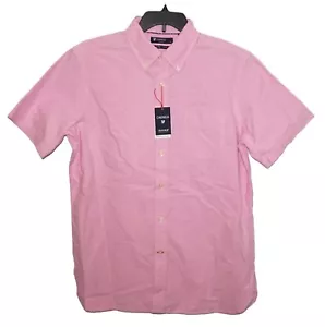 Daniel Cremieux Camicia Maniche Corta Large Rosa Supima Cotone Nuova con etichette (DSS455) - Foto 1 di 2