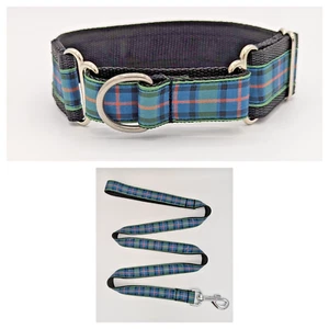Flower of Scotland Tartan Reducing Width Martingale Dog Collar Lead Set Lurcher - Picture 1 of 7