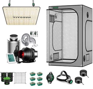 VIVOSUN Gray Grow Tent Complete Kit w/ Inline Fan & LED Grow Light & Accessories - Picture 1 of 164
