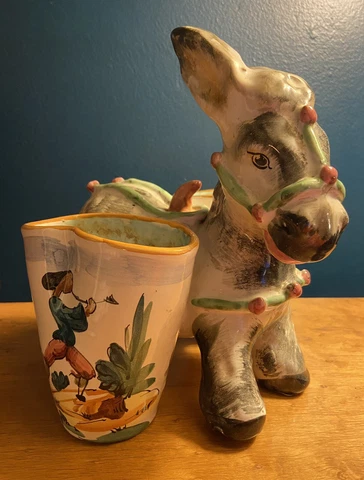 Italian MCM Pottery Donkey Saddle Bags Planter Ceramic Vintage Decór Collectible Cover