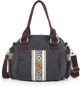 Women Canvas Top-Handle Handbag, Vintage Heavy-Duty Crossbody Bag Tote Handbag - Picture 1 of 9