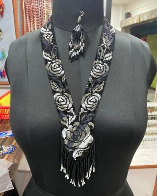 Gargantilla Collar Pendientes Gerdan Semilla Cuentas Turquesa Artesanal Conjunto Regalo Foto 1 de 2