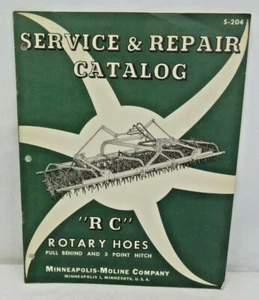 Vintage Minneapolis Moline RC Rotary Hoes Service Repair Catalog Manual S-204 - Picture 1 of 6