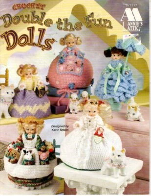 VINTAGE 1998 ANNIE'S ATTIC CROCHET DOUBLE THE FUN DOLLS 5 GORGEOUS DESIGNS - Image 1 of 2
