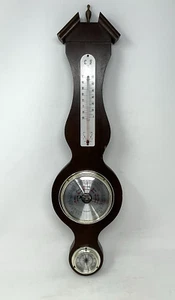 Barometer Thermometer Hygrometer Weather Wall Station Wood Silver Metal Japan - Foto 1 di 23