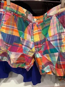 Pantaloncini nuovi con etichette polo Ralph Lauren PATCHWORK MADRAS PLAID 6"" vestibilità classica taglia 38 - Foto 1 di 5