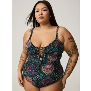 NEU Torrid 3 Cosette Jaco schwarz kabellos Ausschnitt Einteiler Badeanzug 3X 22 24 - Bild 1 von 9