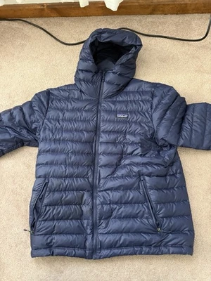 Patagonia Men’s Insulated Down Sweater Hooded Jacket Navy Blue Size Large - Image 1 of 4