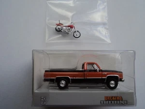 BREKINA 1981 GMC SIERRA GRANDE w /MOTORCYCLE ORANGE / BLACK HO 1/87 PLASTIC - Picture 1 of 6