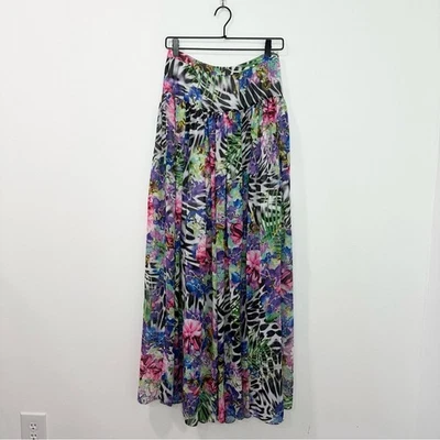 Maxi Falda Boston Propia Tropical Floral Estampado Animal Fluida Talla 4 Foto 1 de 4