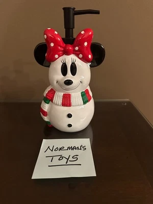 Disney Minnie Mouse Holiday Snowman w/Scarf Soap Dispenser Ceramic NEW - Image 1 of 4