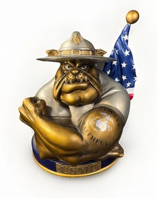 Резиновая фигурка бульдога/флага США USMC Always Faithful ограниченное издание - Изображение 1 из 4