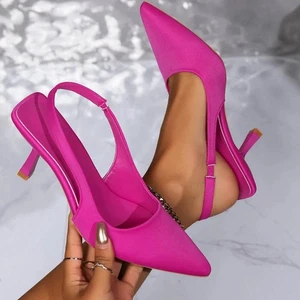 Everyday the Label Slingback Kitten Heels Pointed Toe Women Hot Pink Pumps - Picture 1 of 9