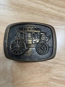 Vintage BTS Belt Buckle Solid Brass 1978 Stagecoach US Mail FLAW - Picture 1 of 5