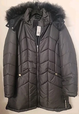 Ellen Tracy Women's Extra Large Puffer Coat Jacket Parka Faux Fur Trim Gray NWT - Image 1 of 4