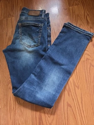 BKE Jake Straight Leg Jeans Mens 31L Dark Wash Stretch Denim Faded Contrast - Image 1 of 4