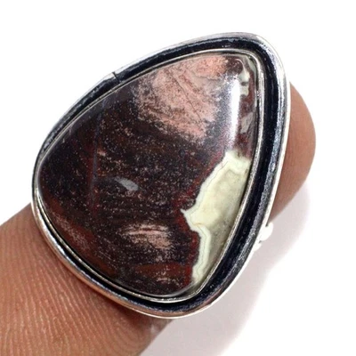 Anillo de jaspe rojo enchapado en plata 925 hecho a mano joyería tamaño EE. UU. 5 GW Foto 1 de 3