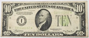 1934 $10 Dollar Federal Reserve Star Note Minneapolis FR#2004-I* c855 - Picture 1 of 4