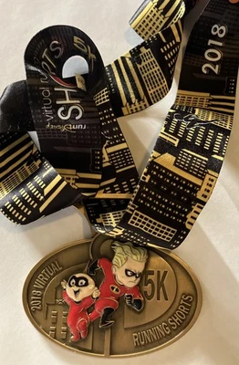 DISNEY Run Running THE INCREDIBLES Race 2018 Medal Marathon Virtual SHORTS Pixar - image 1 of 2