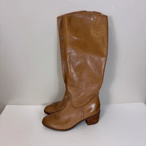 Sam Edelman Laren Tan Leather Tall Low Heeled Riding Boots Size 7.5 - Picture 1 of 10