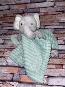 Luxe + Willow Elephant Ribbed Corduroy Teal Blue Lovey Baby Security Blanket Toy - Picture 1 of 10
