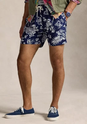 Polo Ralph Lauren Uomo Orso Pantaloncini da Bagno da Viaggio, Blu/Bianco, Large - Immagine 1 di 3