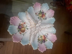 ANTIQUE RARE CARL TIELSCH FINE PORCELAIN HANDPAINTED 3 SECTION DIVIDED DISH - Picture 1 of 4