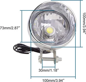 12V MINI CHOPPER FRONT HEAD LIGHT (GREAT QUALITY) Lamp With Integrated - Picture 1 of 4
