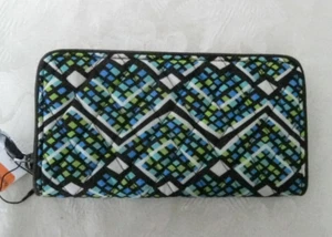 Billetera Vera Bradley RFID Georgia Selva Lluvial Negra Azul Verde con Cremallera Acolchada NUEVA - Imagen 1 de 4