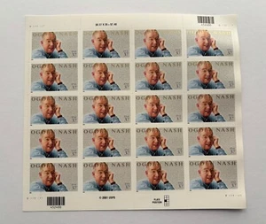USPS 37¢ Poet Ogden Nash Postage Stamps #3659 MNH Full Sheet ($7.40) #133 - Picture 1 of 2