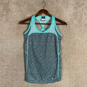 Nike Tank Top Womens XS Black/Blue Dri-Fit Animal Cheetah Print Mesh Racerback - Picture 1 of 10