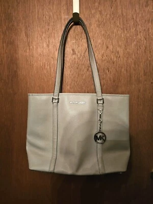 Michael Kors Sady Leather Tote Bag - Gray - Image 1 of 4