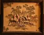 The Hunt Vat  23" X 19" Wood Framed On Fabric 3D ART Colonial Horseback Antique