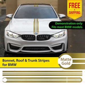 For BMW Graphic Body HOOD BONNET ROOF Rear TRUNK Line Stripe Stickers MATTE GOLD - Picture 1 of 10