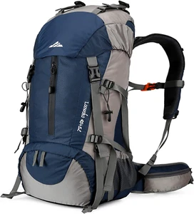 50L Hiking Backpack, Waterproof Camping Essentials Bag with Rain Cover, 45+5 Lit - Picture 1 of 6