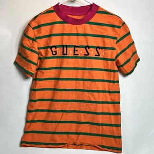 Guess Vibras Adult Size XS Orange JxBalvin Tour Stripe Crew Shirt Mens - Picture 1 of 9
