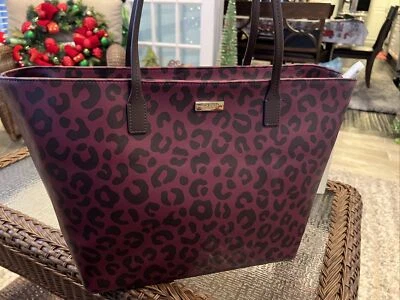 Nuevo con etiquetas Bolso de Mano Kate Spade Borgoña Orilla Calle Gráfico Leopardo Margarita 🐆 Foto 1 de 4