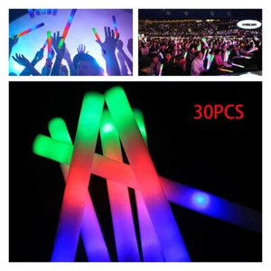 30Pcs Multicolor LED Foam Glow Stick Fluorescent Light For Concert Wedding Party - Picture 1 of 9