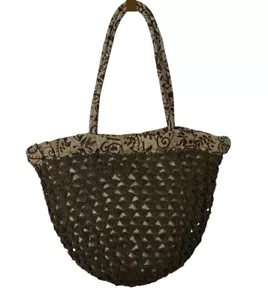 VINTAGE J.Jill Woven Raffia Large HOBO BAG Purse Tote Boho Hippie Olive Green - Picture 1 of 22