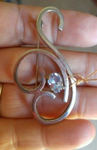 Vintage Sterling Silver 925 Art Deco Oval Blue Stone Pin Brooch - Picture 1 of 3