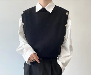 Men's Fashion Round Collar Sleeveless Vest Winter Youth Warm Kniting Sweaters - Picture 1 of 10