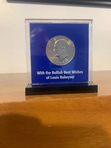 Eisenhower Dollar 1971 D Louis Rukeyser “Bullish Best Wishes” in the case - Picture 1 of 5