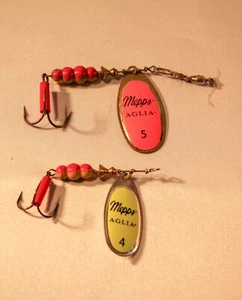 3 Mepps Aglia 4 & 5 fishing jig lures with metal spinner chrome pink yellow - Picture 1 of 2