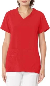 YDX Med5 Comfy Uniform V-Neck Media Scrub Top for Women Zipper Side Pockets SZ S - Picture 1 of 2